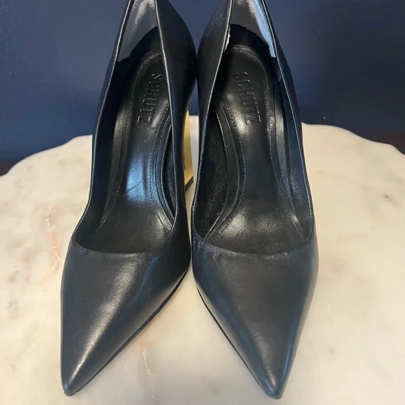 SCHUTZ Black and Gold Wedge - Picture 7 of 7
